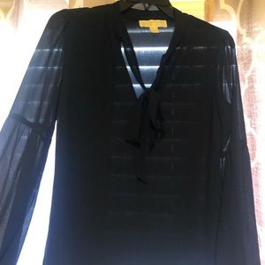 Michael Kors Navy chiffon bell sleeve blouse
